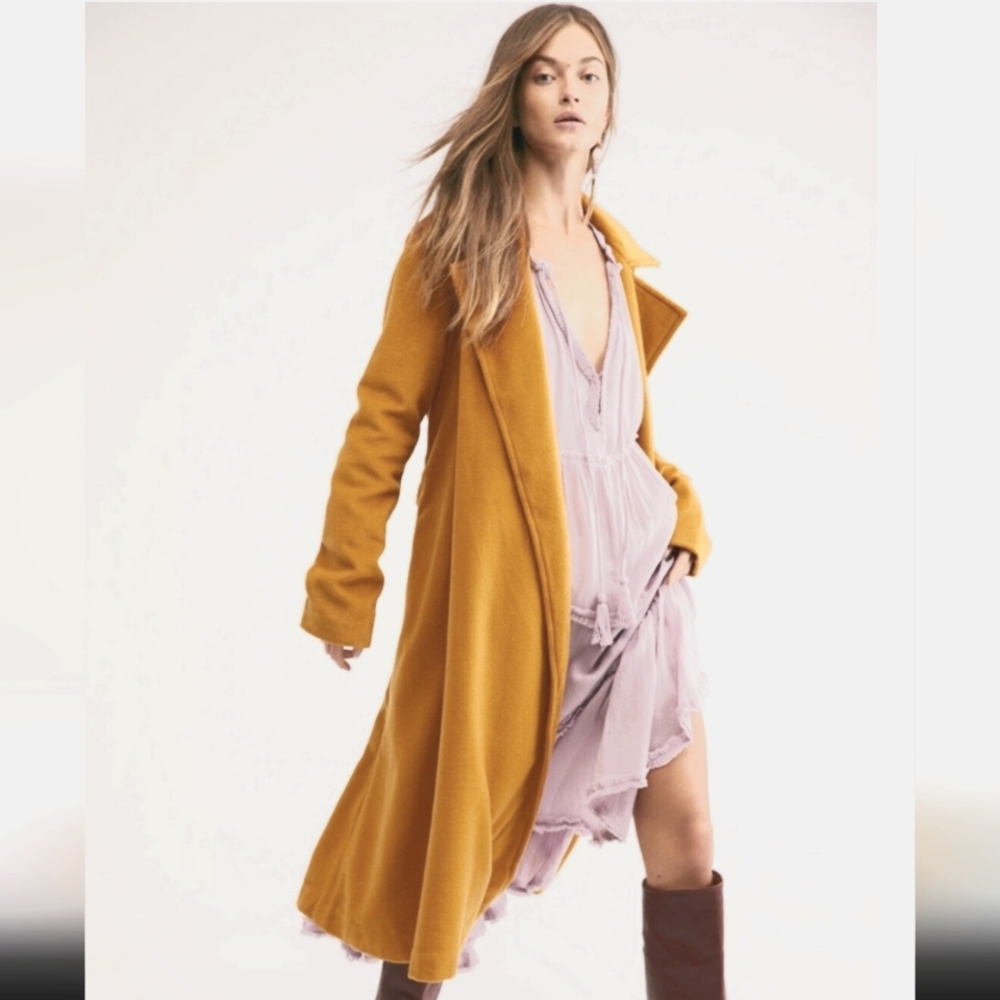 Free people Sierra trench coat Women xs oversized belt boho Shabby Chic Capsule